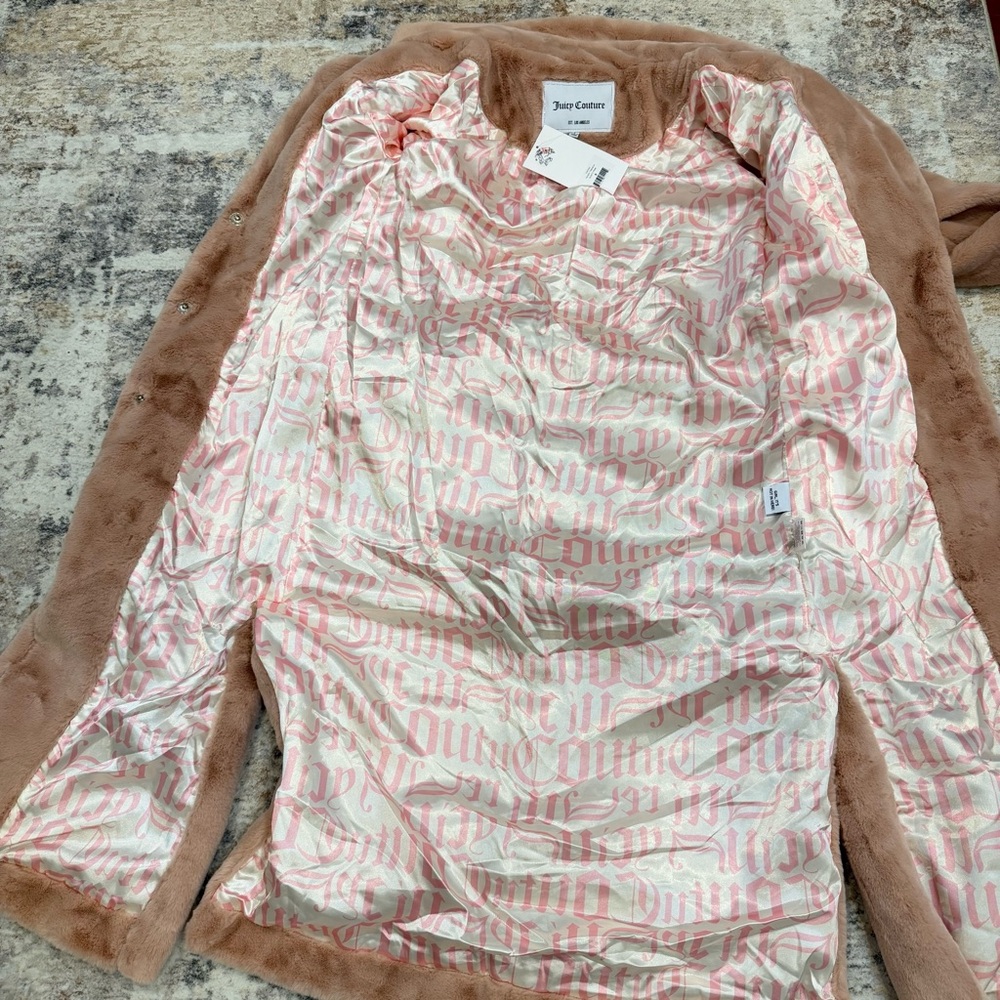 Juicy Couture Light Pink Faux Fur Long Teddy Trench Size Small - Reemoly - Picture 15 of 16